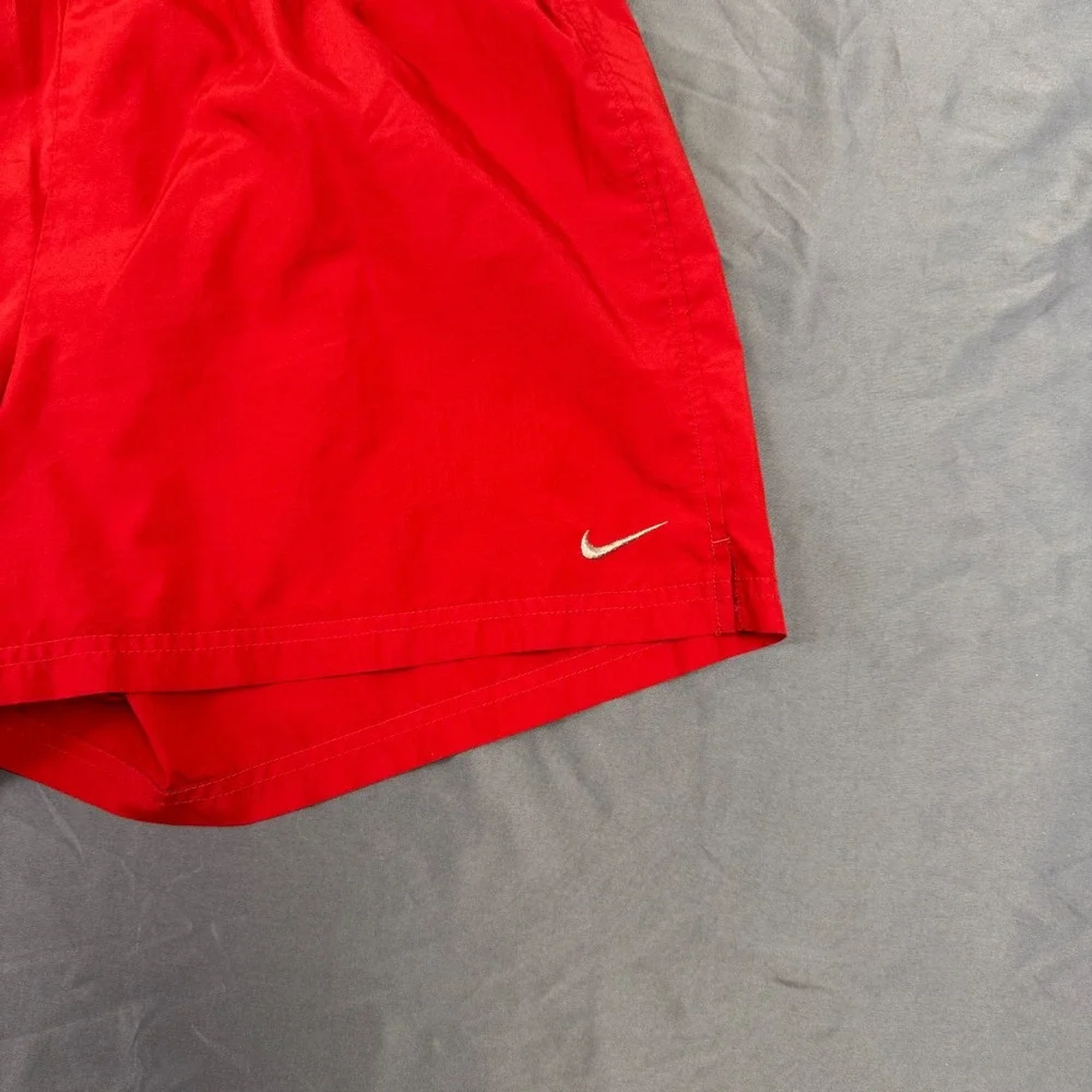 Nike Mens Running Shorts Red Elastic Waist Pockets Inseam 5 Vintage Size Large